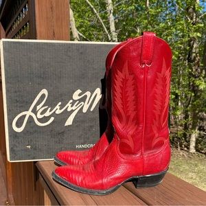 Vintage Red Argentine Lizard Cowboy Boots